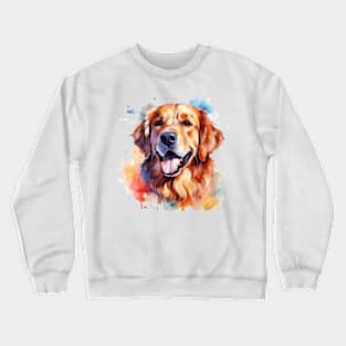 Colorful Golden Retriever Watercolor Art Crewneck Sweatshirt